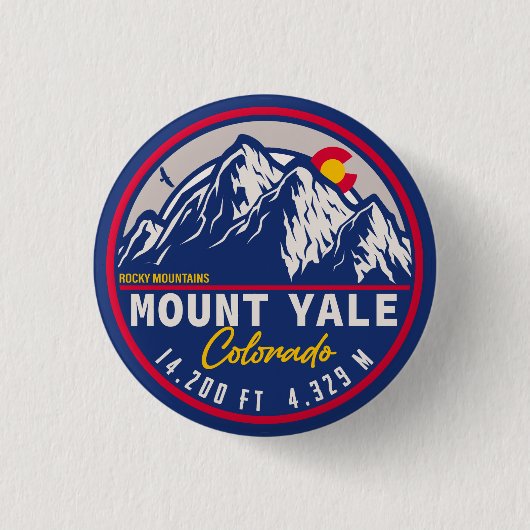 山イェールコロラド – 14ers fourteer Sunset 缶バッジ (正面)