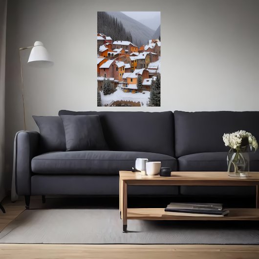 山イタリアンの小さな村 | AI Art ポスター