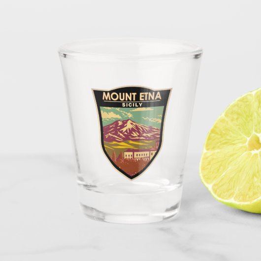 山エトナシチリートラベルアートヴィンテージ ショットグラス (正面)