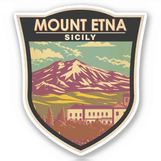 山エトナシチリートラベルアートヴィンテージ シール (正面)