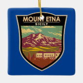 山エトナシチリートラベルアートヴィンテージ セラミックオーナメント (正面)