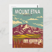 山エトナシチリートラベルアートヴィンテージ ポストカード (正面/裏面)