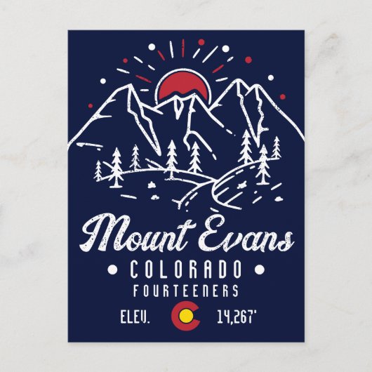 山エバンコロラド14ersマウンテンミニマリスト ポストカード (正面)