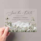 山エバ素朴ーグリーンフォレストの日付を保存 アクリル招待状 (インサイチュ (ポータブル))