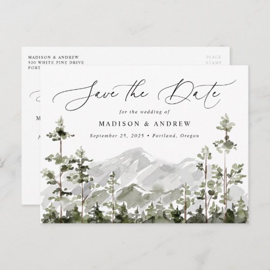 山エバ素朴ーグリーンフォレストの日付を保存 案内ポストカード (正面/裏面)