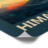 山エベレストヒマラヤスウォーターカラーヴィンテージ ポスター (角)