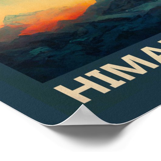 山エベレストヒマラヤスウォーターカラーヴィンテージ ポスター (角)