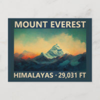 山エベレストヒマラヤスウォーターカラーヴィンテージ