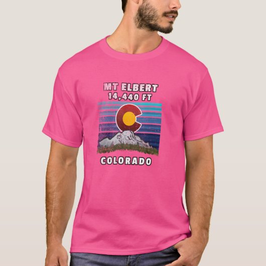 山エルバートコロラド州旗をテーマにした Tシャツ (正面)