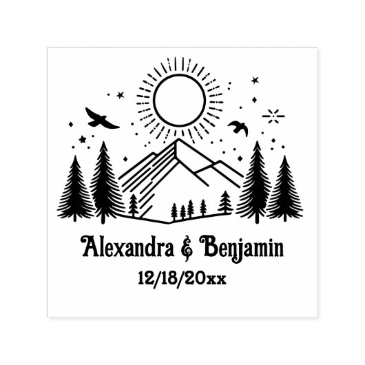 山エレガントの木サンバーズカップル名日付 セルフインキングスタンプ (デザイン)