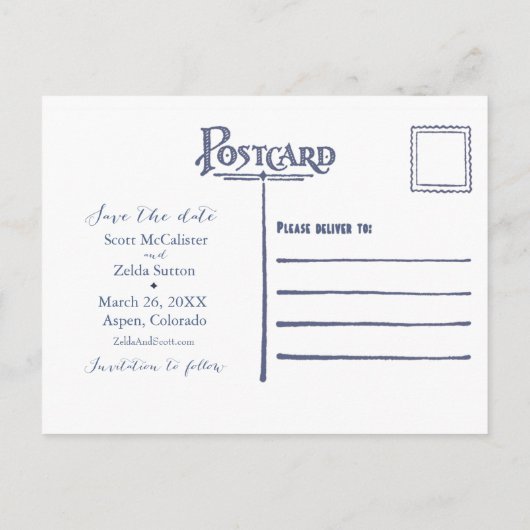 山エレガントの結婚式の日付カードを保存 案内ポストカード (裏面)