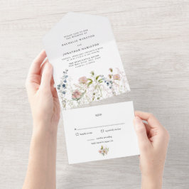山エレガントの花が全て結婚ある オールインワン招待状