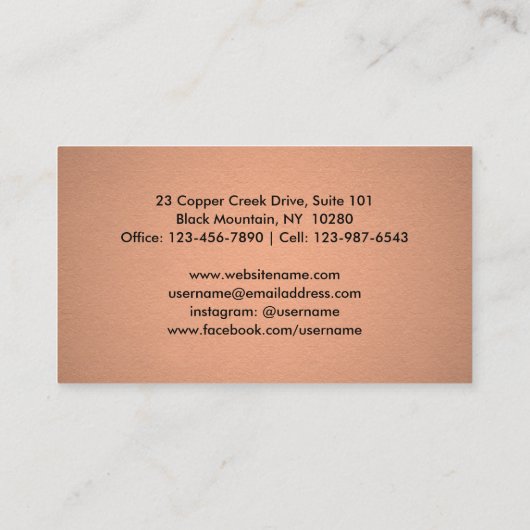 山エレガント形パターフェイク銅箔黒 名刺 (裏面)