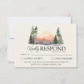山エレガント水彩林結婚松 出欠カード (正面)