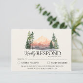 山エレガント水彩林結婚松 出欠カード (スタンド正面)