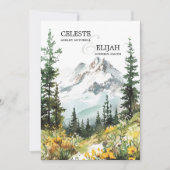 山エレガント素朴野花QR結婚の 招待状 (正面)