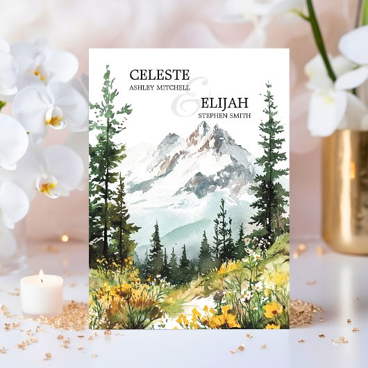 山エレガント素朴野花QR結婚の 招待状