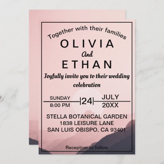 山エレガント自然アウトドア結婚ズ 招待状 (正面/裏面)