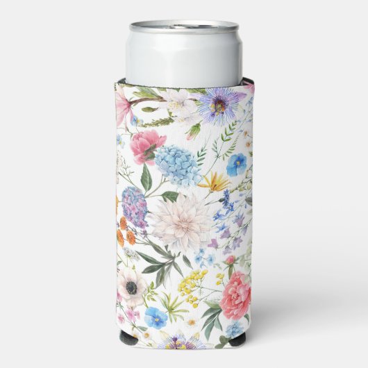 山エレガント花カラフル柄 スリム缶クーラー (Seltzer正面)