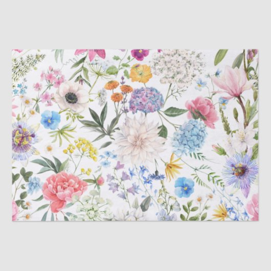 山エレガント花カラフル柄 薄葉紙 (正面)