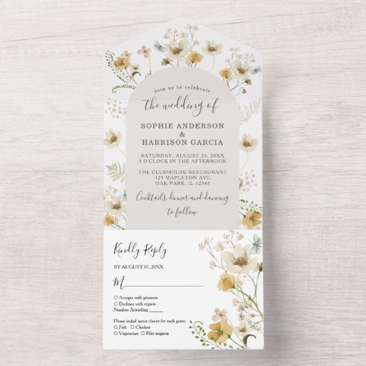 『山エレガント花水カラーフローラ・ボホ結婚ズ』 オールインワン招待状 (内側)