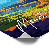 山オリンパスギリシャのヴィンテージ旅行イラストレーション ポスター (角)