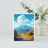 山オリンパスギリシャのヴィンテージ旅行イラストレーション ポストカード (スタンド正面)