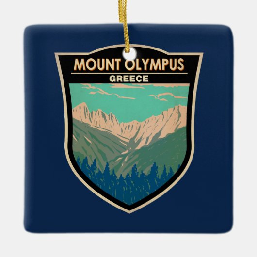 山オリンパスギリシャ旅行アートヴィンテージ セラミックオーナメント (正面)