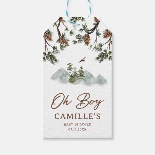 山オ素朴ーボーイベビーシャワーメッセージカード ギフトタグ