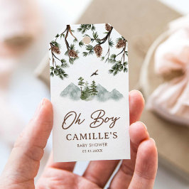 山オ素朴ーボーイベビーシャワーメッセージカード ギフトタグ