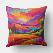 山カラフルの夕日の風景絵を描ズ クッション (裏面)