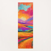 山カラフルの夕日の風景絵を描ズ ヨガマット (正面)