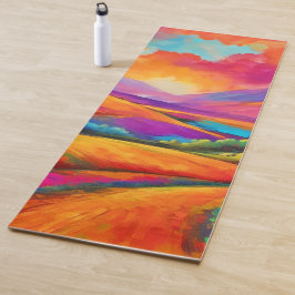 山カラフルの夕日の風景絵を描ズ ヨガマット