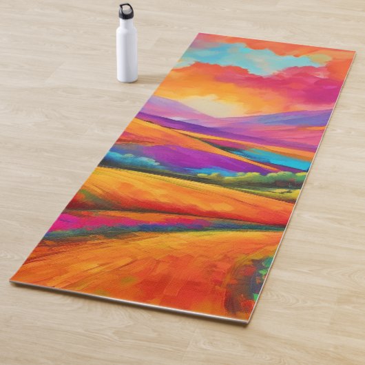 山カラフルの夕日の風景絵を描ズ ヨガマット (インサイチュ)