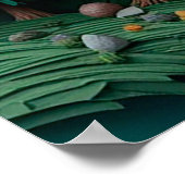 山カラフルの風景と川、木 ポスター (角)