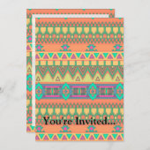 山カラフル形ジグザグトリバルアステカイカットパターン 招待状 (正面/裏面)