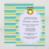 山カラフル形フクロウベビーシャワー招待状 招待状 (正面/裏面)