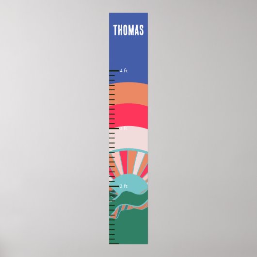 山カラフル日小さな少年の成長チャート ポスター (正面)