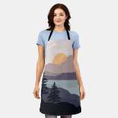 山カラフル湖の日の出の風景 エプロン (着用した状態)