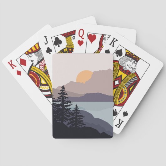 山カラフル湖の日の出の風景 トランプ (裏面)