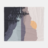 山カラフル湖の日の出の風景 フリースブランケット (正面(横))