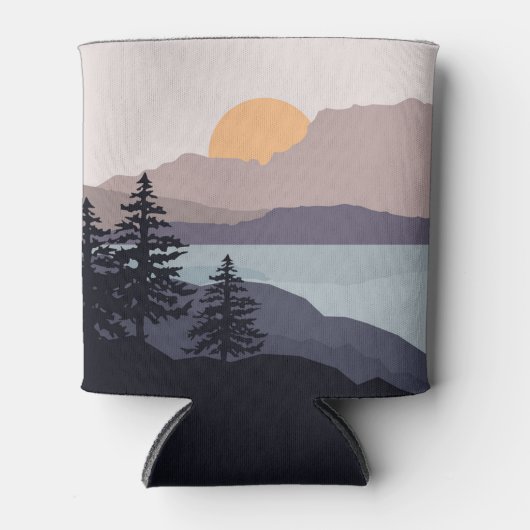 山カラフル湖の日の出の風景 缶クーラー (正面)