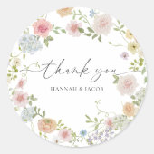 山カラフル花結婚様 ラウンドシール (正面)