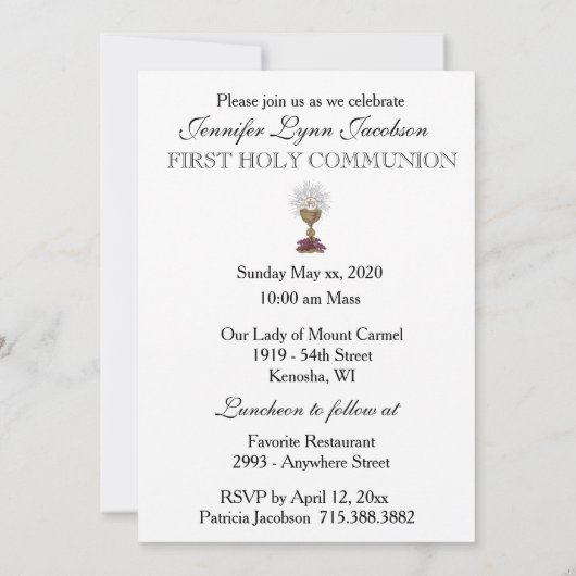 山カーメルファースト聖餐式招待状 招待状 (裏面)