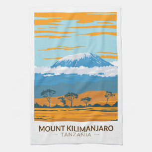 山キリマンジャロタンザニアアフリカヴィンテージ キッチンタオル