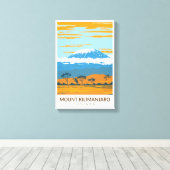 山キリマンジャロタンザニアアフリカヴィンテージ キャンバスプリント (インサイチュ (ウッドフロア))