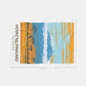 山キリマンジャロタンザニアアフリカヴィンテージ フリースブランケット (正面(横))