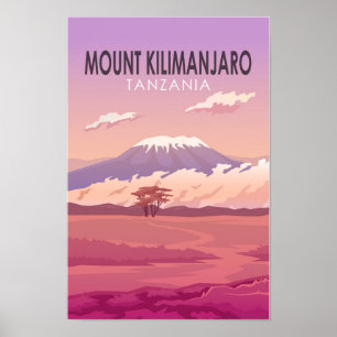 山キリマンジャロタンザニアアフリカヴィンテージ ポスター