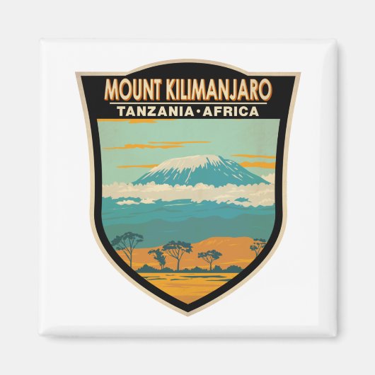 山キリマンジャロタンザニアアフリカヴィンテージ マグネット (正面)