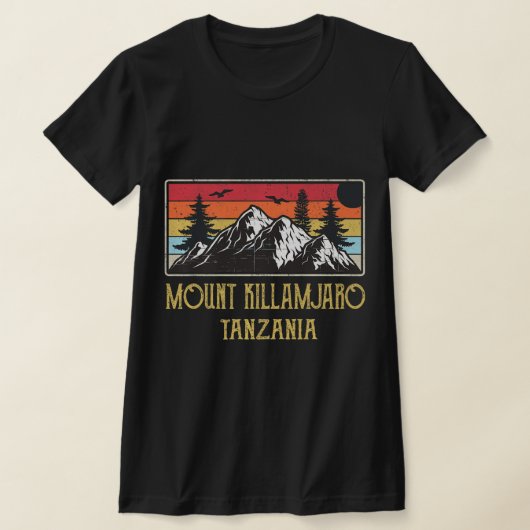 山キリマンジャロタンザニアヴィンテージレトロ登山 Tシャツ (レイダウン)